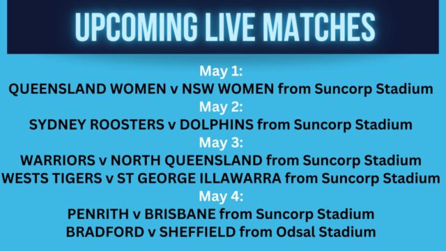 Rugby league-specific broadcaster rugbyleague.com will provide commentary of matches in three competitions over the coming weekend. The programme kicks off on Thursday morning, UK time, with the women's State of Origin from Suncorp Stadium, where the NRL's Magic Round begins the next day. Then it's back to Brisbane on Friday, Saturday and Sunday with a total of four men's matches and score updates from the others....

https://rugbyleaguehub.com/rugbyleague-com-to-broadcast-womens-origin-magic-weekend-and-championship-in-coming-days/